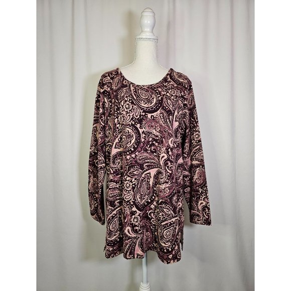 Denim & Company Women's Tunic Top, Size XL, Round Neck Paisley Print - Picture 1 of 6